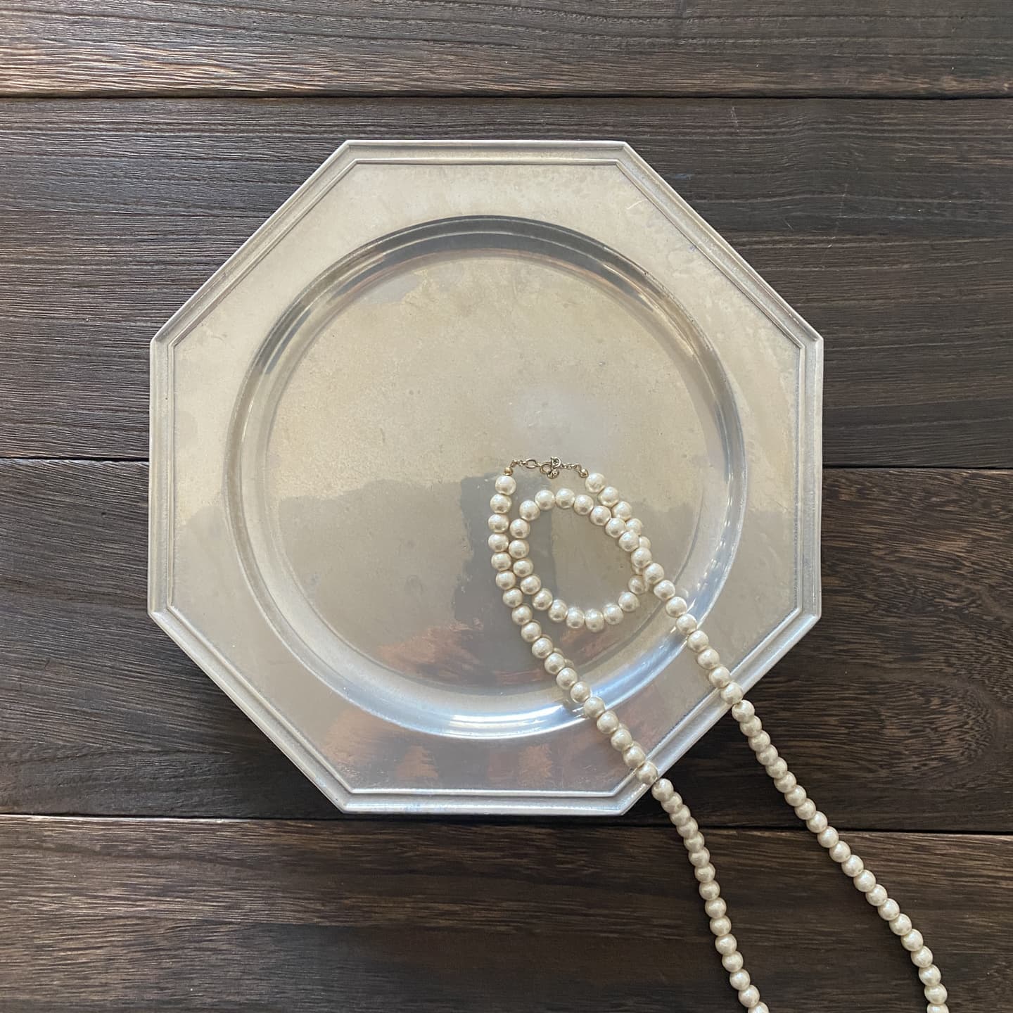 アンティークピューター花リムL004