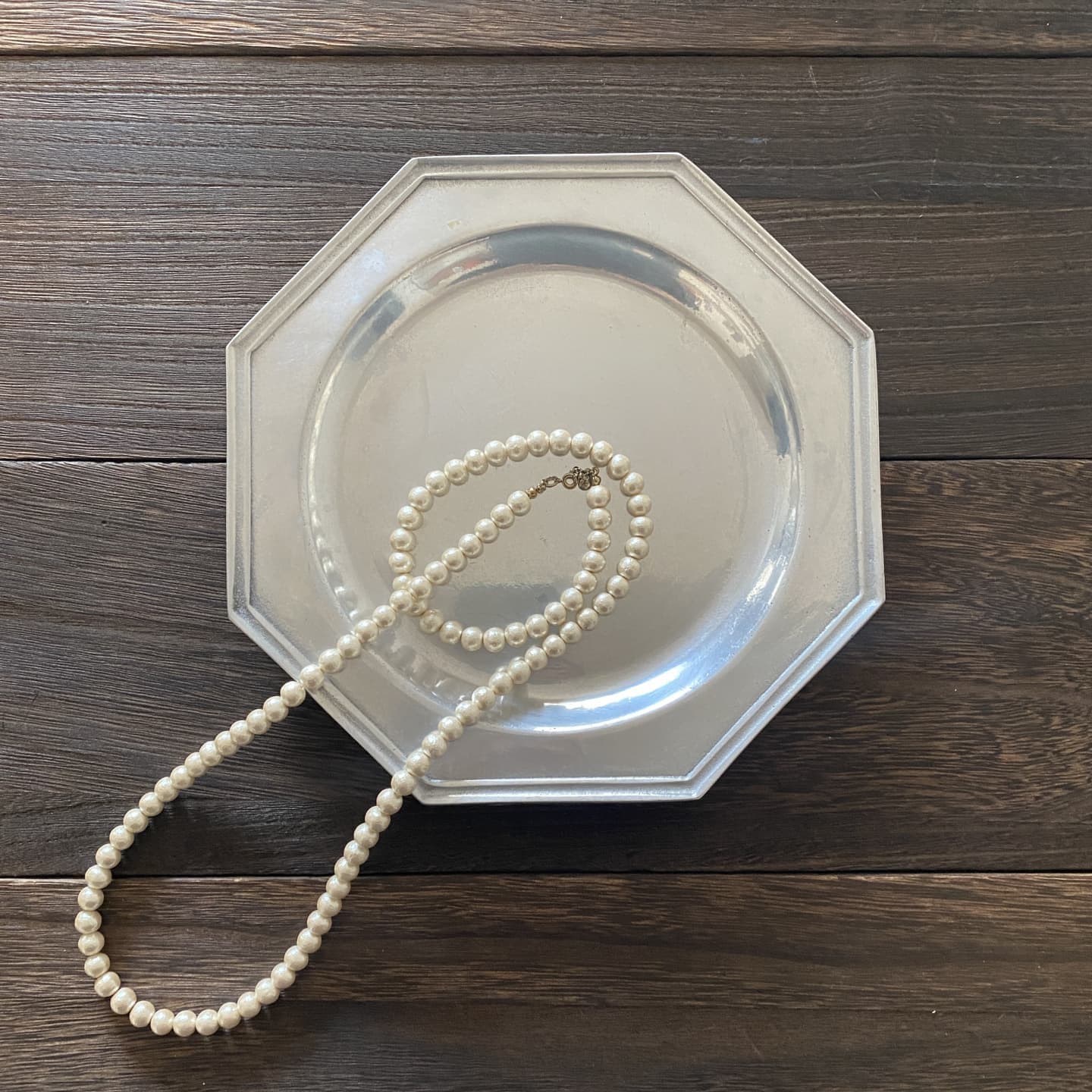 アンティークピューター花リムS004