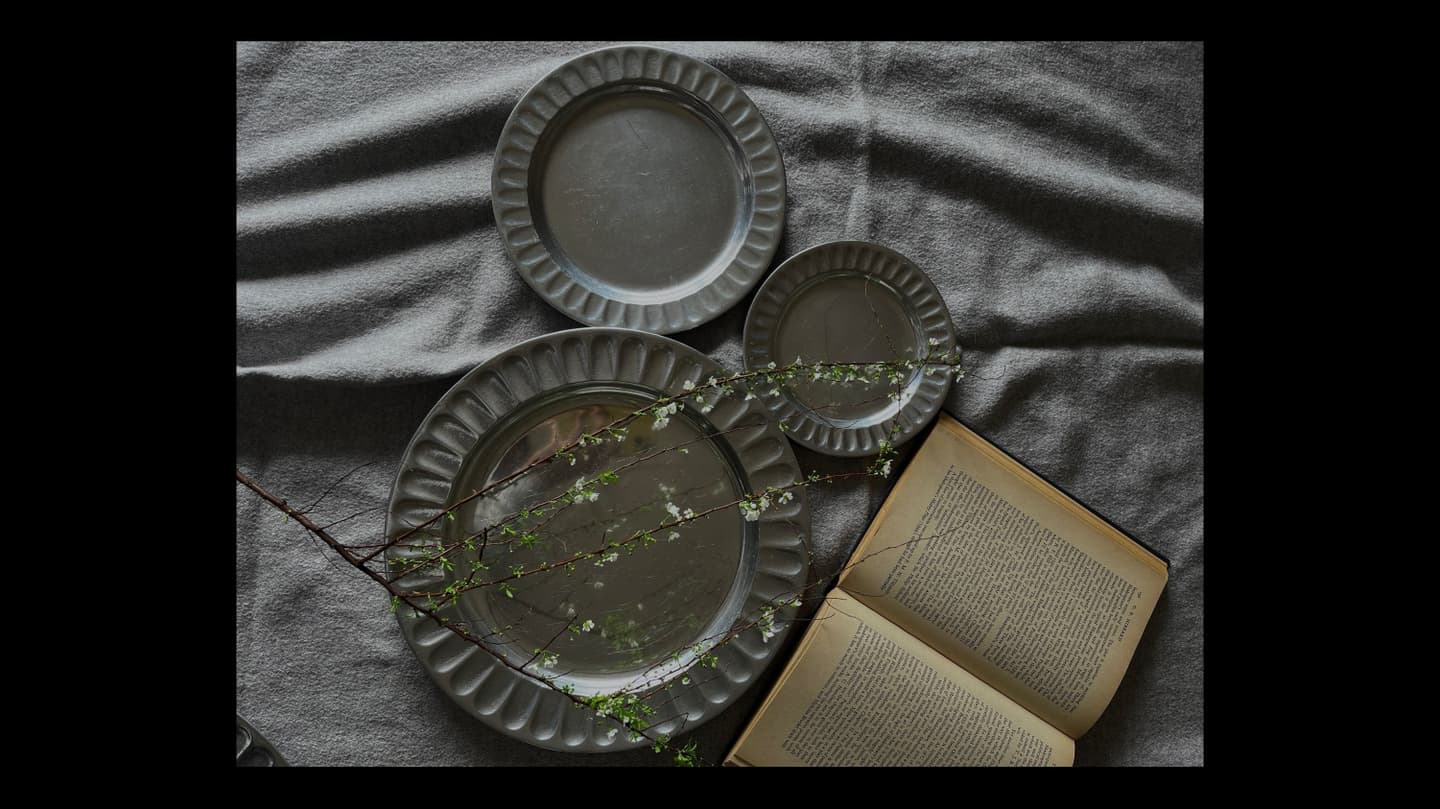 アンティークピュータープレートオーバル型